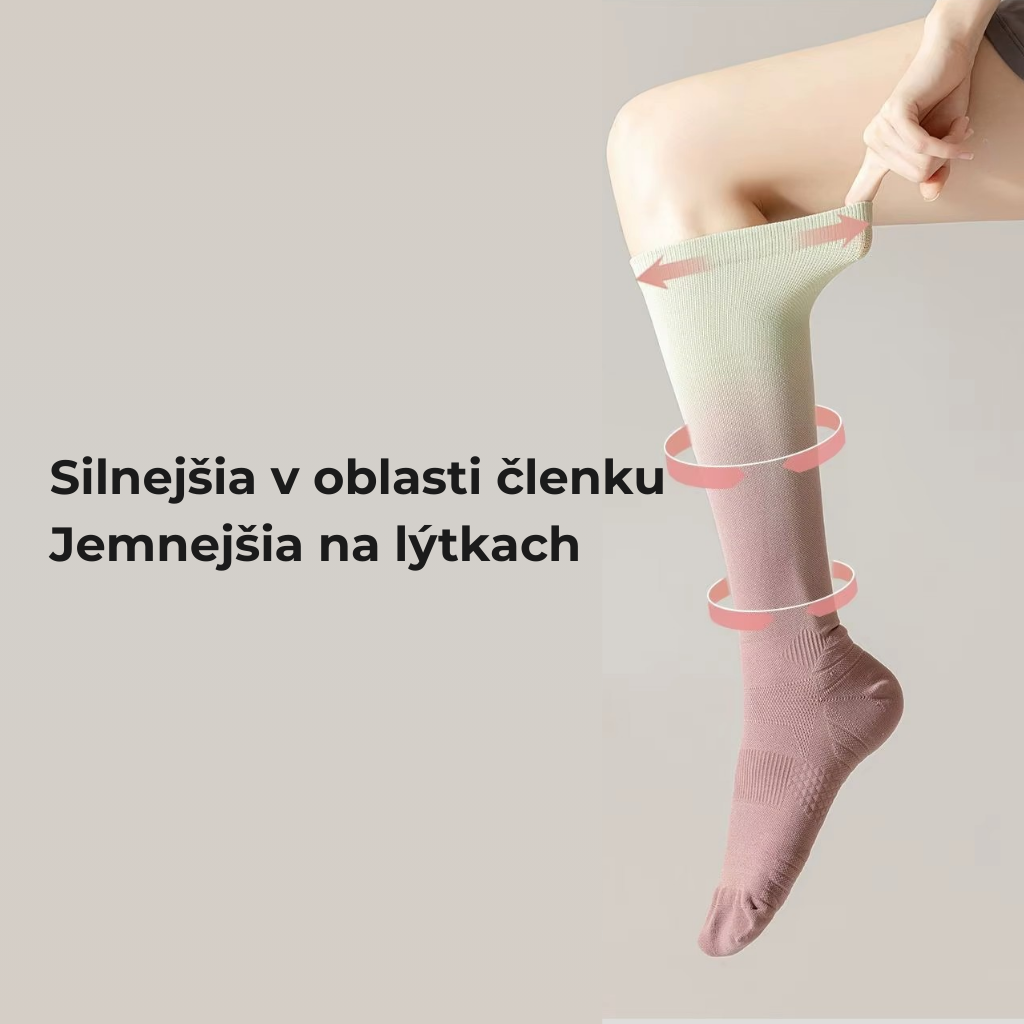 Stupňovaná kompresia kompresných podkolienok Miweli